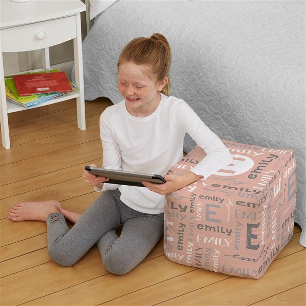 Youthful Name Personalized Cube Ottoman  - 38553D