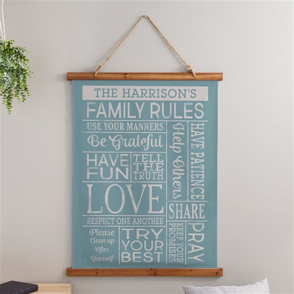 Family Rules Personalized Wood Topped Tapestry  - 38558D