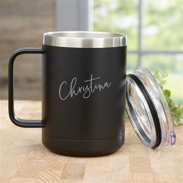 Personalized Stainless Steel Travel Mug - Trendy Script - 38564