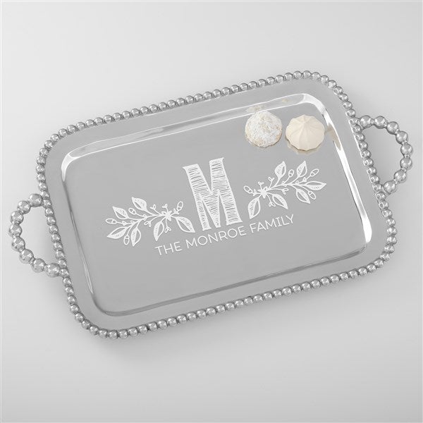 Personalized Handled Serving Tray - Family Name Mariposa® String of Pearls - 38571