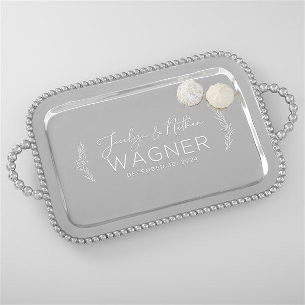 Elegant Couple Mariposa® String of Pearls Personalized Handled Serving Tray  - 38584