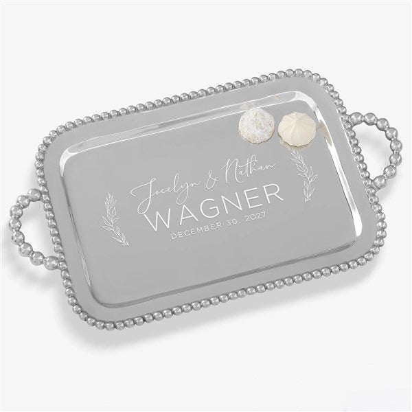 Elegant Couple Mariposa® String of Pearls Personalized Handled Serving Tray  - 38584