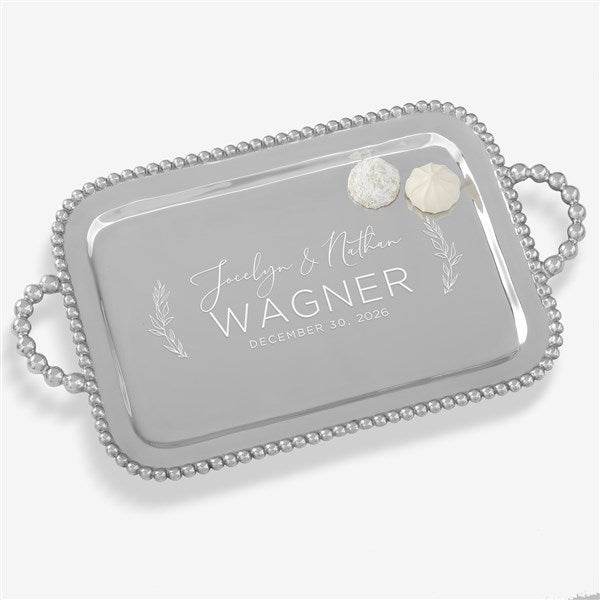 Elegant Couple Mariposa® String of Pearls Personalized Handled Serving Tray  - 38584