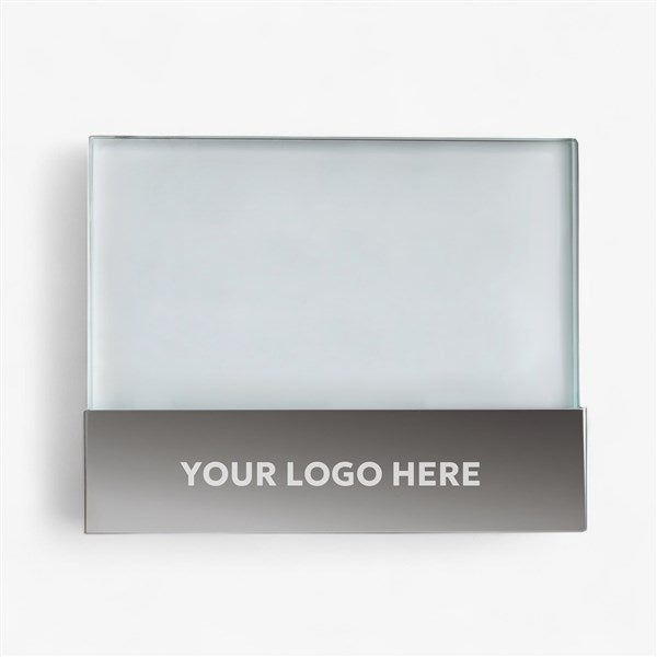 Personalized Logo Glass Block Silver Base Picture Frame - 38605
