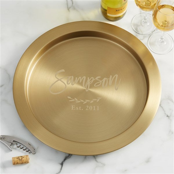 Family Name Personalized Round Gold Serving Tray  - 38627