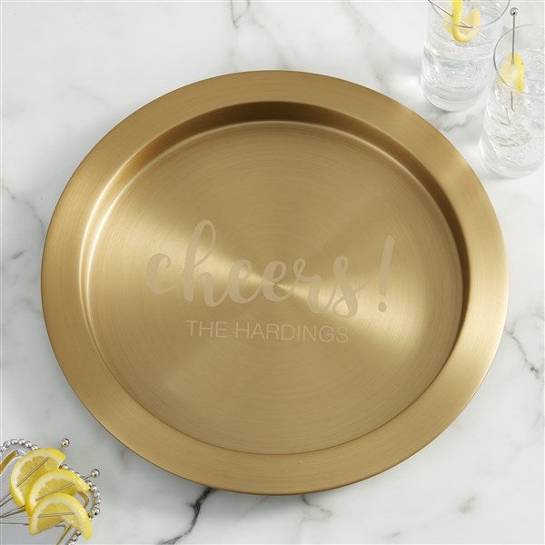 Cheers! Personalized Round Gold Serving Tray  - 38628