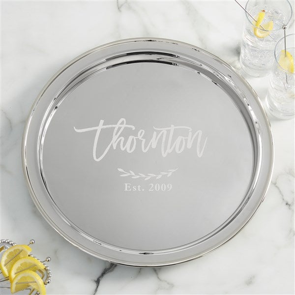 Family Name Personalized Round Silver Tray  - 38636