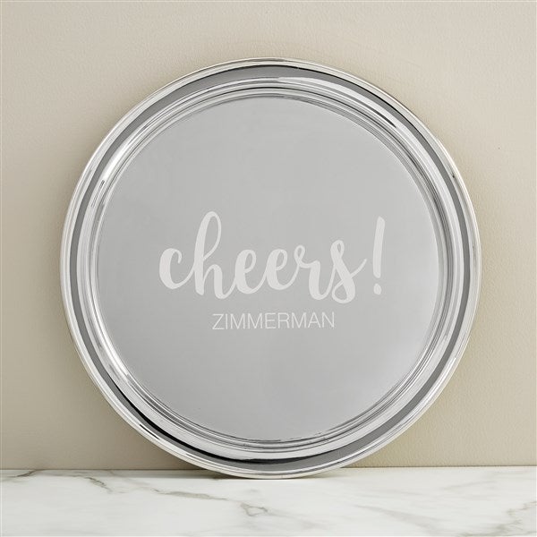 Cheers! Personalized Round Silver Tray