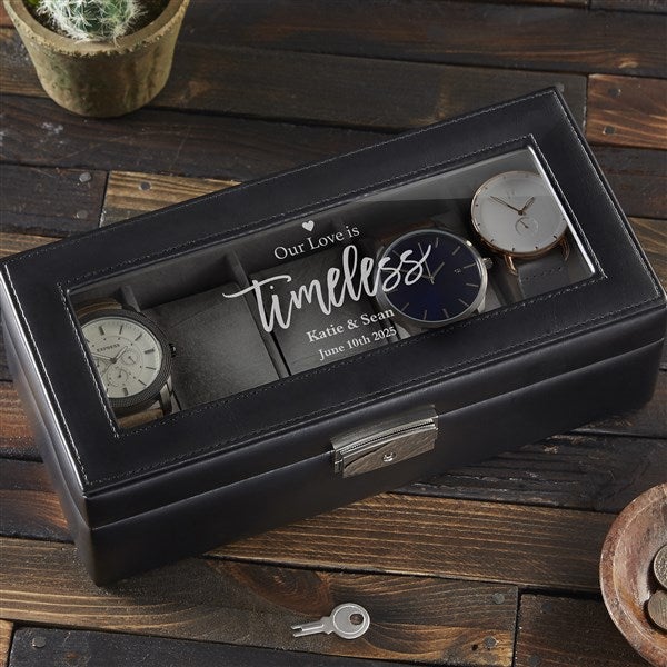 Our Love Is Timeless Personalized Leather 5 Slot Watch Box