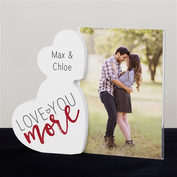 Love You More Personalized Wooden Hearts Photo Frame