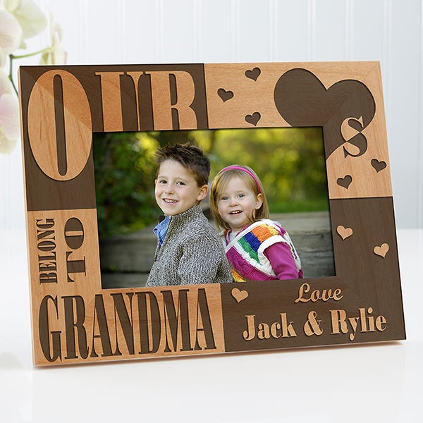 Personalized Wood Picture Frames - Our Hearts Belong to Her Frame - 3867