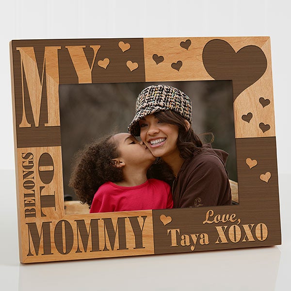 Personalized Wood Picture Frames - Our Hearts Belong to Her Frame - 3867