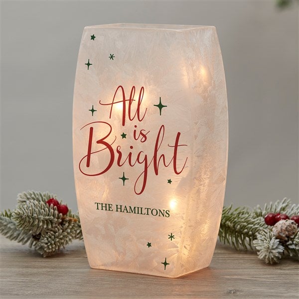 Personalized Christmas Frosted Tabletop Light - All Is Bright - 38686