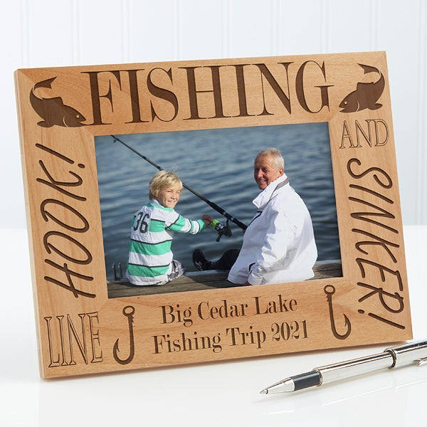 Personalized Fishing Custom Wood Picture Frame 4x6 Sport & Leisure