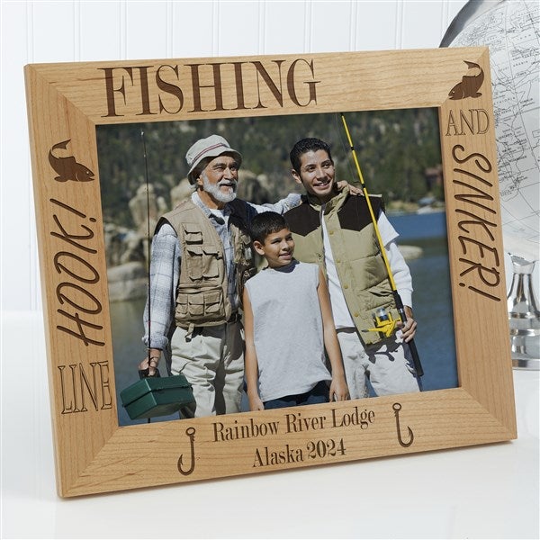 Personalized Fishing Custom Wood Picture Frame - 8x10