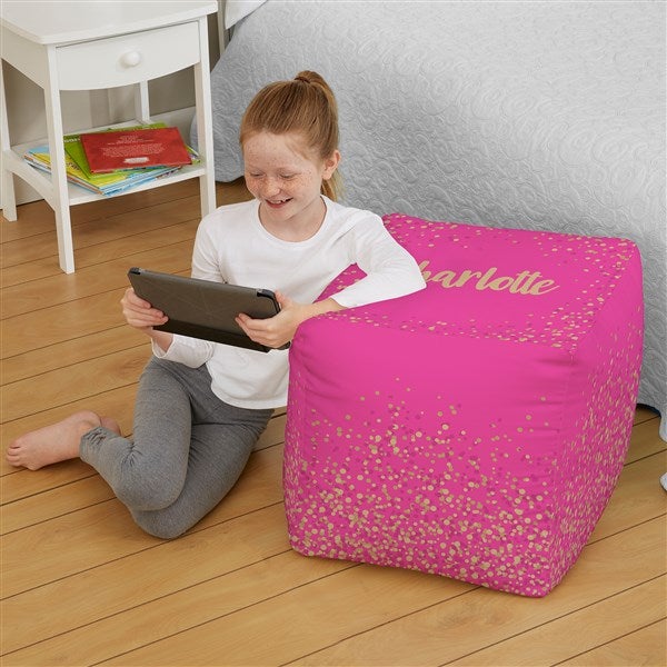 Sparkling Name Personalized Cube Ottoman  - 38772D