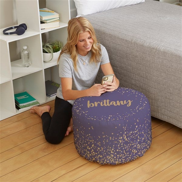 Sparkling Name Personalized Round Ottoman  - 38782D