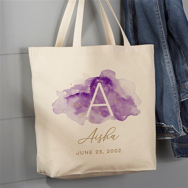 Birthstone Color Personalized Canvas Tote Bags  - 38868