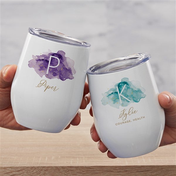 Birthstone Color Personalized Stainless Insulated Wine Cup  - 38875