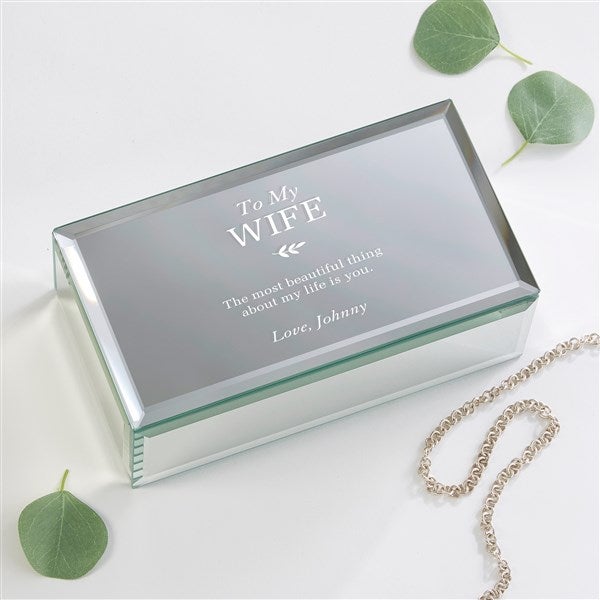 To My Wife Engraved Mirrored Jewelry Box  - 38901