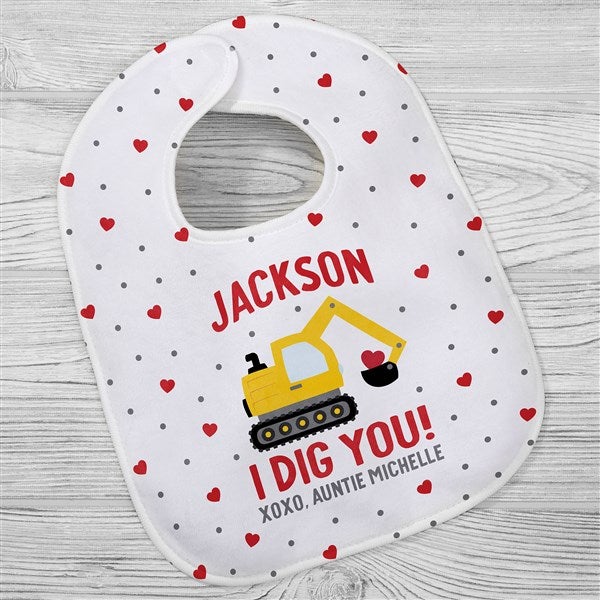 I Dig You Personalized Valentine's Day Baby Bibs  - 38925