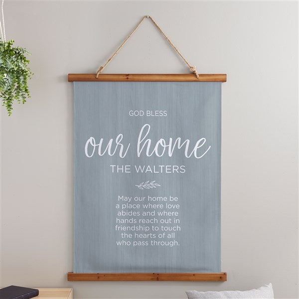 God Bless Our Home Personalized Wood Topped Tapestry  - 38980D