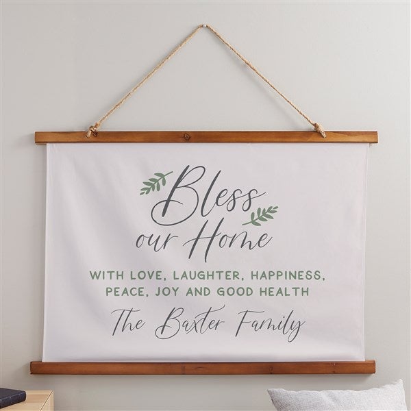 Bless Our Home Personalized Wood Topped Tapestry  - 38982D