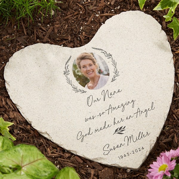 So Amazing God Made An Angel Personalized Photo Heart Garden Stone  - 39023