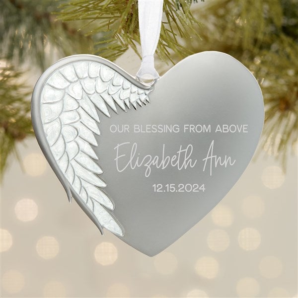 Our Blessing From Above Personalized Winged Heart Premium Metal Ornament  - 39060