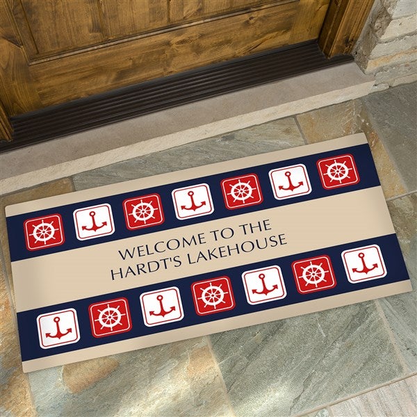 Ahoy! Nautical Oversized Personalized Doormat 24x48