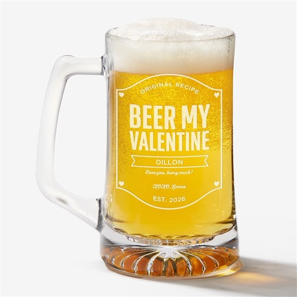 Beer My Valentine 25oz. Engraved Beer Mug - 39132