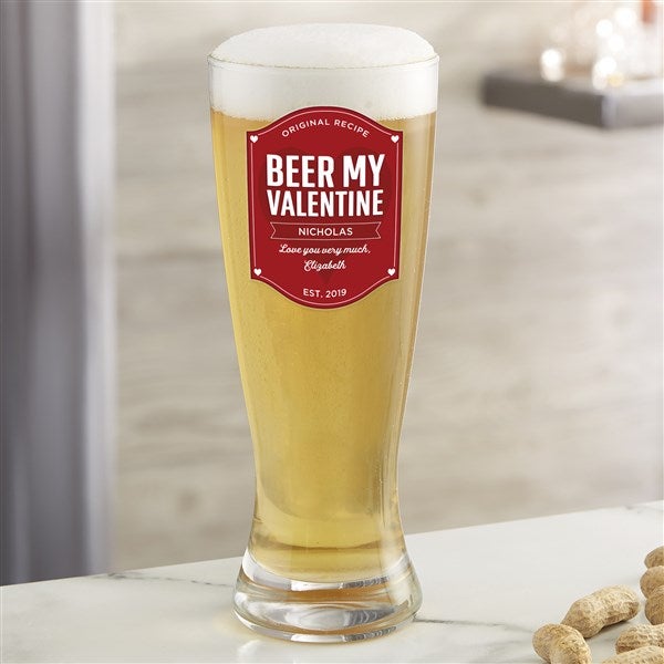 Beer My Valentine Personalized Beer Glasses  - 39133