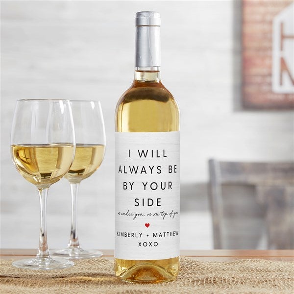 By Your Side Valentine's Day Personalized Wine Bottle Label  - 39141