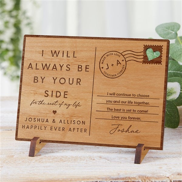 By Your Side Personalized Wood Postcard  - 39142
