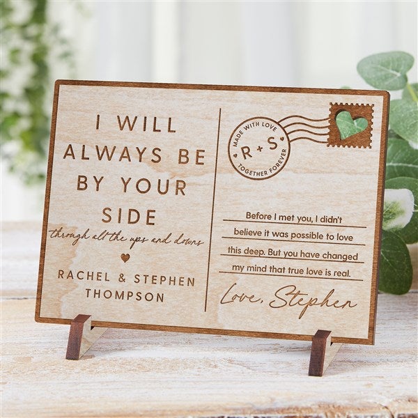 By Your Side Personalized Wood Postcard  - 39142