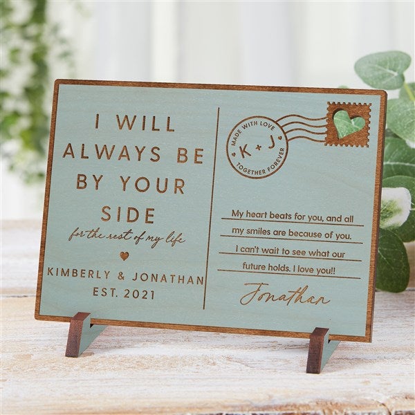 By Your Side Personalized Wood Postcard  - 39142