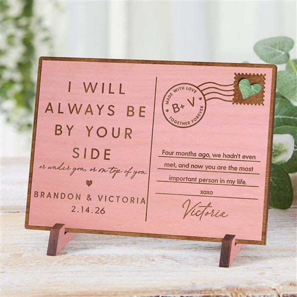 By Your Side Personalized Wood Postcard  - 39142