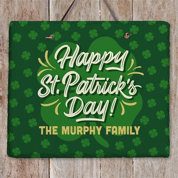 St. Patrick's Day Party Family Name Personalized Slate Plaque