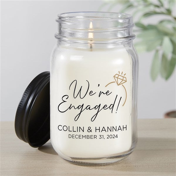 We’re Engaged Personalized Farmhouse Engagement Candle Jar  - 39236