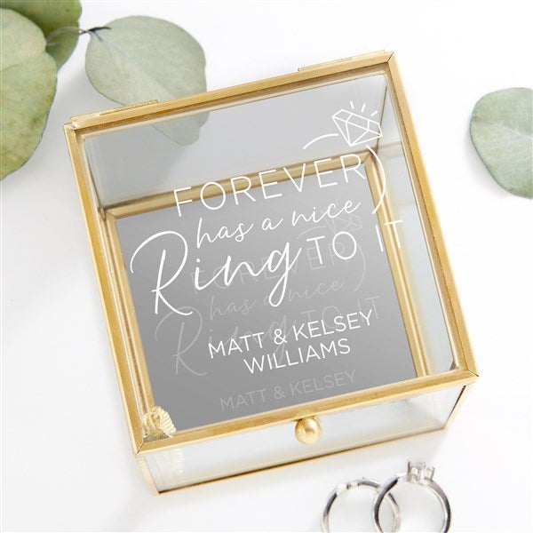We're Engaged Personalized Glass Jewelry Box  - 39238