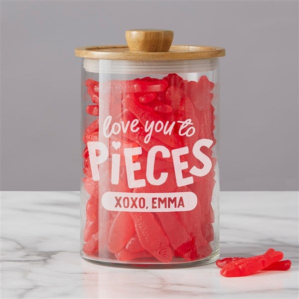 Love You to Pieces Personalized Glass Container with Acacia Lid  - 39241