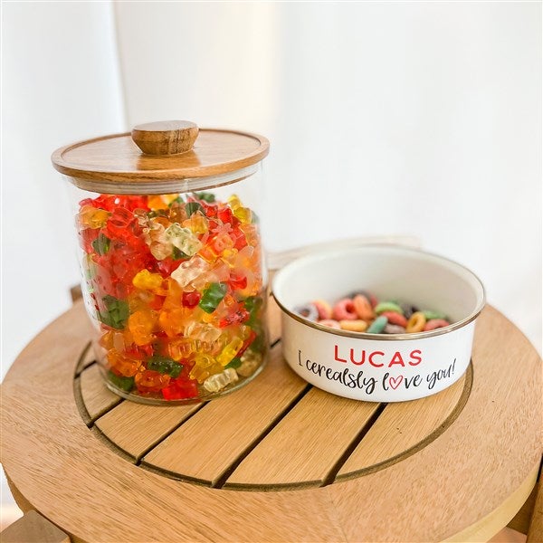 Love You to Pieces Personalized Glass Container with Acacia Lid - Large