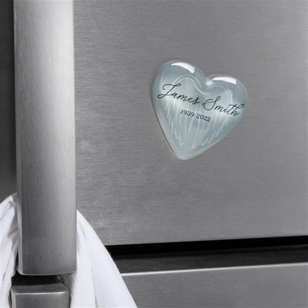 On Angels Wings Personalized Acrylic Heart Magnet  - 39244