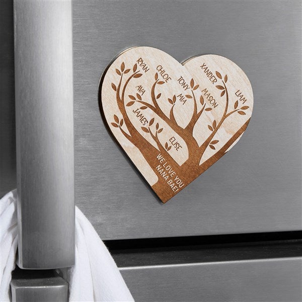 Family Tree Personalized Whitewash Wood Heart Ornament