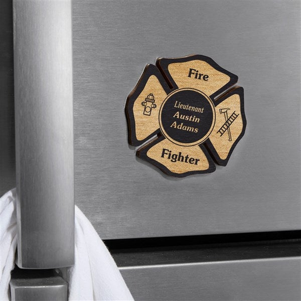 Fire Fighter Personalized Wood Magnet  - 39270