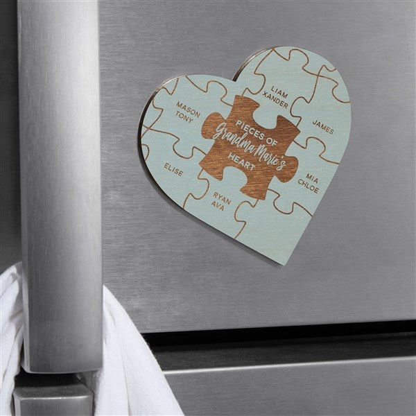 Pieces Of Her Heart Personalized Wood Magnet  - 39271