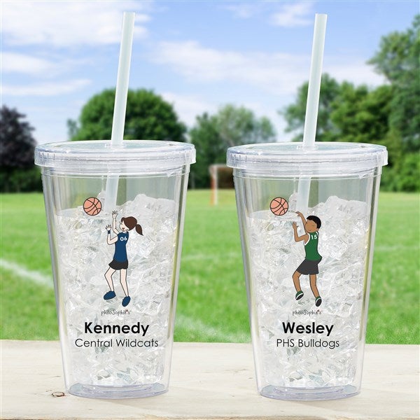 philoSophie's® Basketball Personalized Acrylic Insulated Tumbler  - 39298