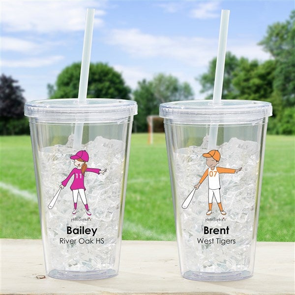 philoSophie's® Softball Personalized Acrylic Insulated Tumbler  - 39303