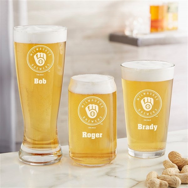 MLB Milwaukee Brewers Personalized Beer Glass