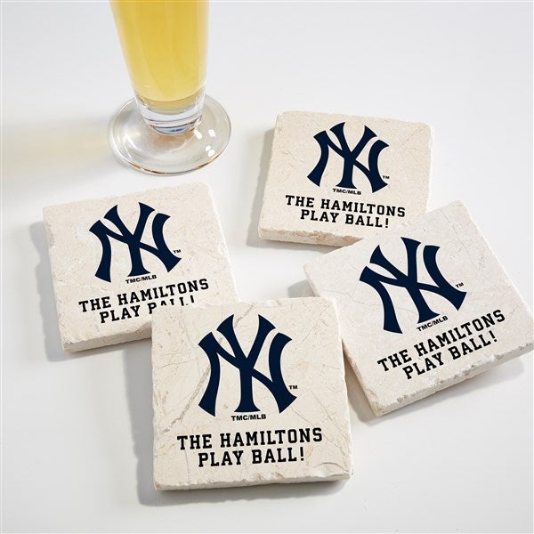 MLB New York Yankees Personalized Tumbled Stone Coaster Set  - 39418